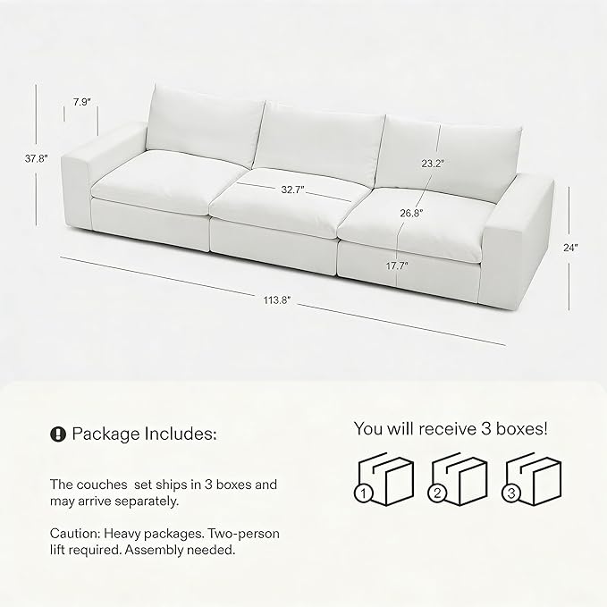 Modular Cloud Sofa, 110.2" Cloud Sectional Couches