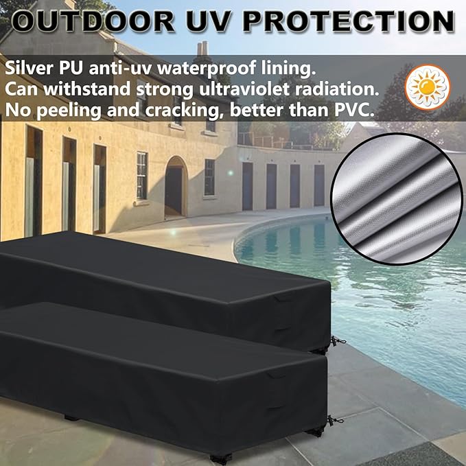 Waterproof Patio Lounge Chair Cover 1 Pack Outdoor Chaise Lounge Covers 600D