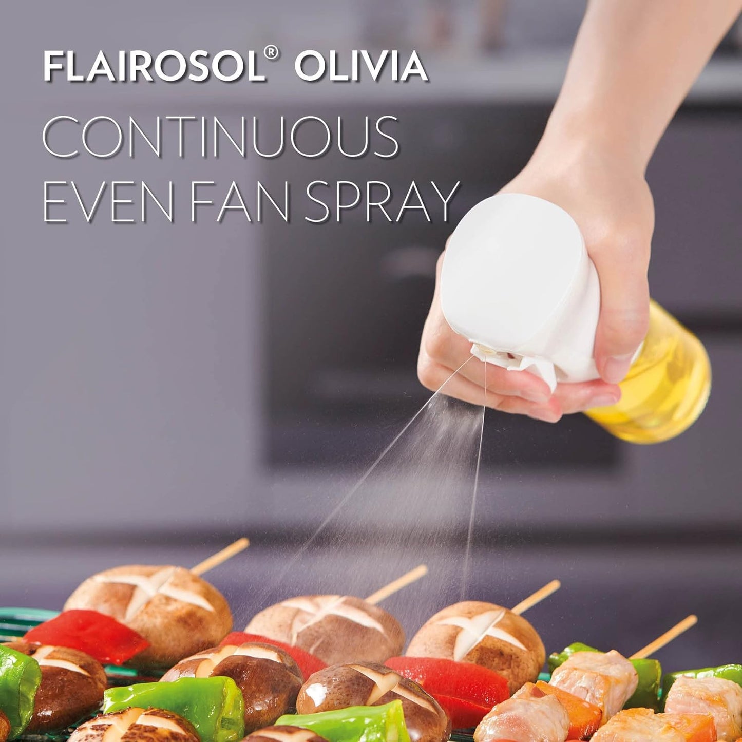 OLIVIA SIGNATURE Advanced Kitchen Oil Sprayer with Flairosol Technology, Fine Mist & Portion Control, Refillable Glass Olive Oil Cooking Spray Bottle for Air Fryer, Salad, BBQ, 130ml (Golden Leaves)