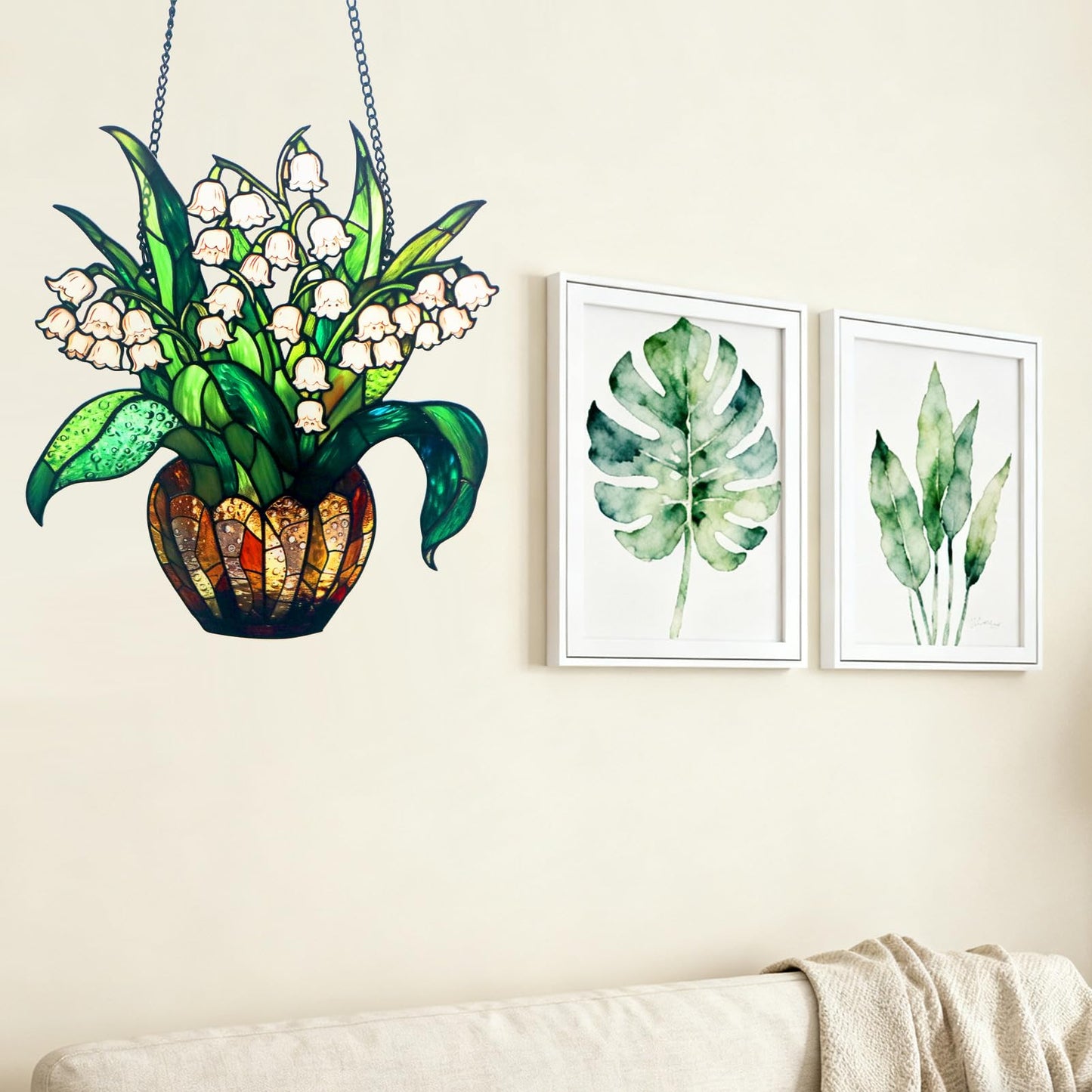 Acrylic Hanging Potted Plant for Window Doors Home Decoration，Sun Catchers for Windows Hanging，Valentine's Day Mother's Day Birthday Gifts(TYU728)