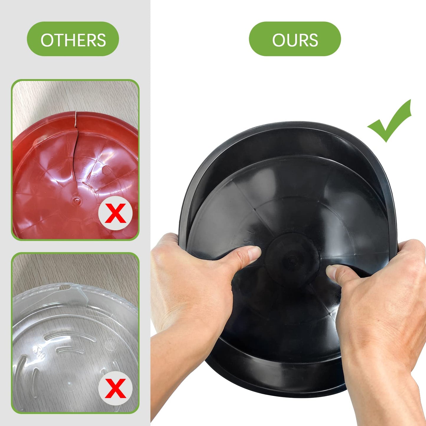 OUPSAUI 5 Pack 4 10 12 14 16 18 20 22 Inch Plant Saucer, Plant Trays for Pots, Large Plastic Plant Saucers for Indoors, No Holes Planter Drip Tray (14inch)