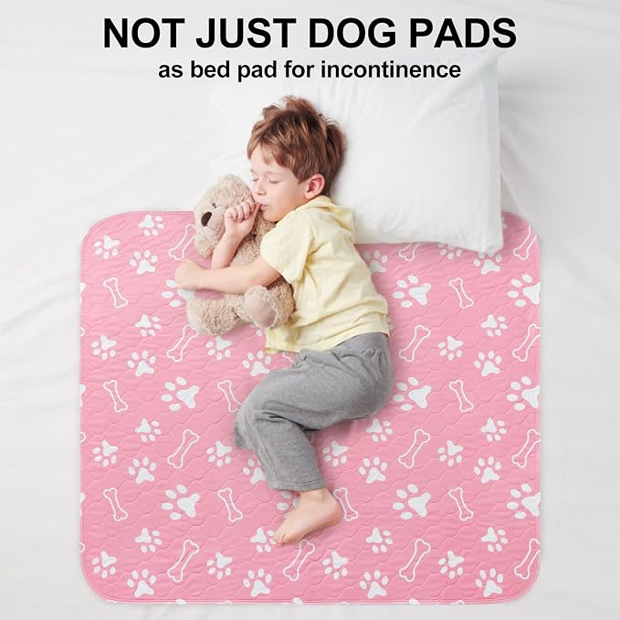BEAUTYZOO Washable Pee Pads for Dogs, 36" x 72" Extra Large Reusable Puppy Pads, Absorbent Potty Training Dog Mats, Non-Slip Pet Whelping Pads for Incontinence, Housebreak, Crate, Bed, Playpen, Pink
