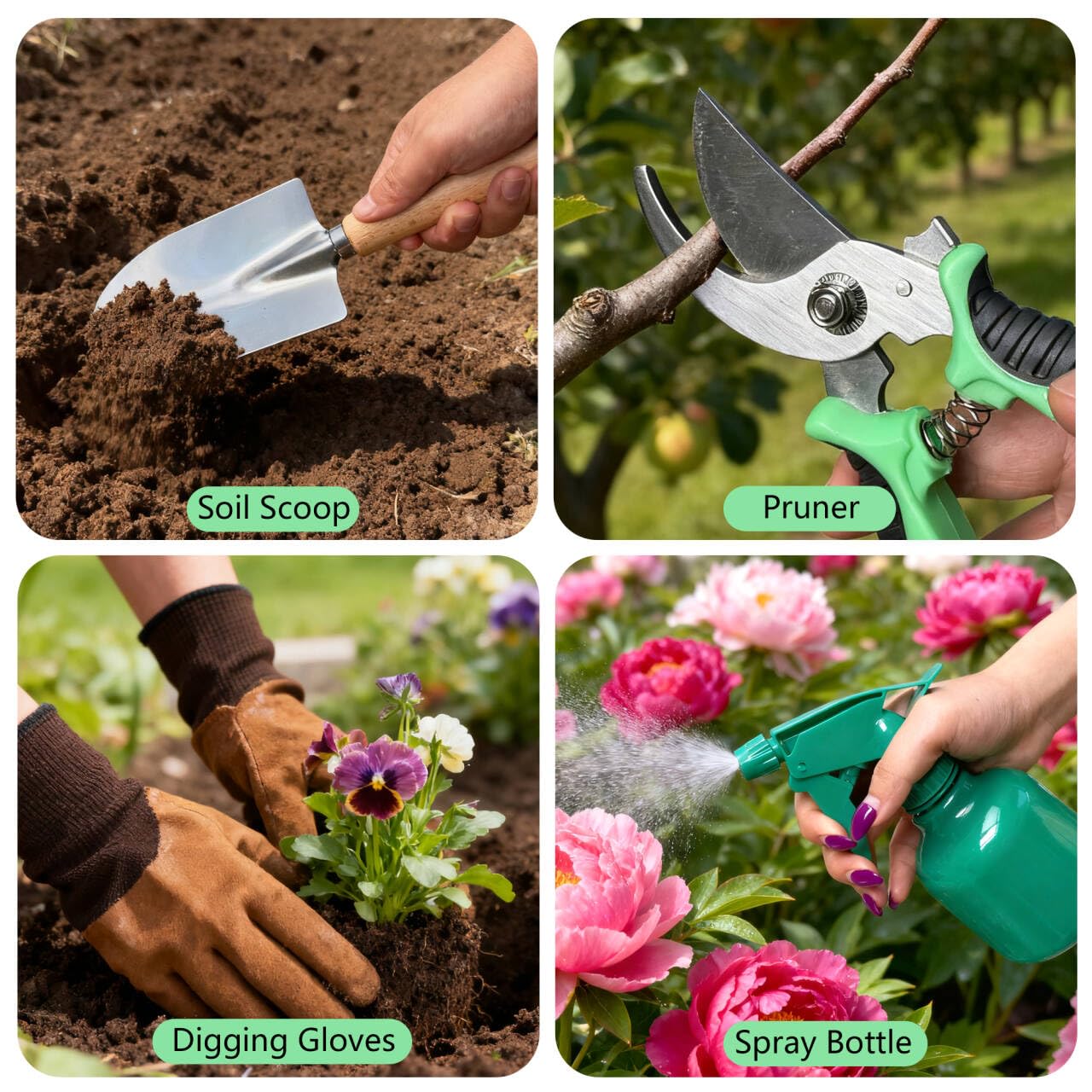 10-Piece Premium Gardening Tool Set—Includes A Moisture Meter, Heavy-Duty Rust-Resistant Stainless Steel Tools with A Storage Carry Bag. The Perfect Gardening Gift for Both Men and Women (Pink)