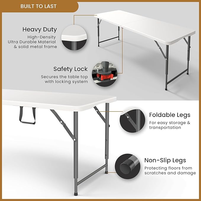 5.5 Feet ADJUSTABLE Foldable Table