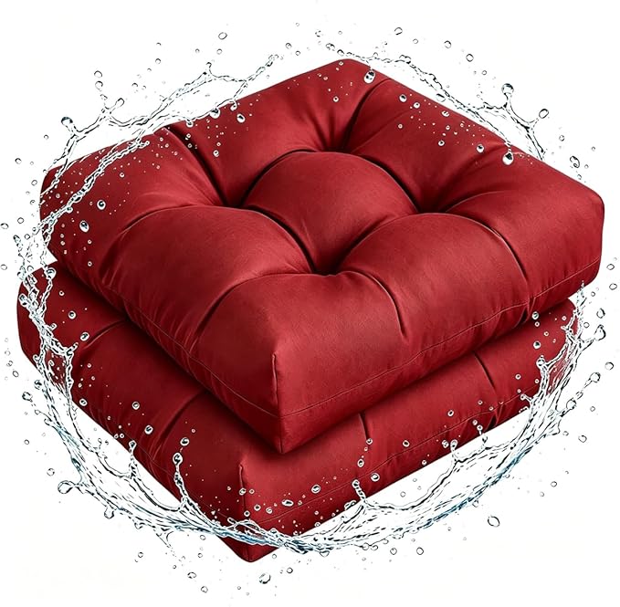 Set of 2 Patio Seat Cushions Square Wicker Seat Pads Waterproof Rocking Chair