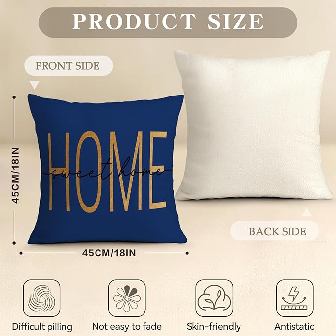 OBSEDE Blue Marble with Faith Quotes Decorative Throw Pillow Covers 18 × 18 in