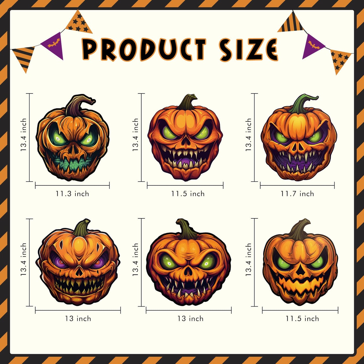 6 Pack Pumpkin Halloween Decorations Plastic Yard Signs with Stakes,Halloween Decorations Outdoor, Scary Silhouette with Glow in Dark Eyes for Outdoor Yard Lawn Garden