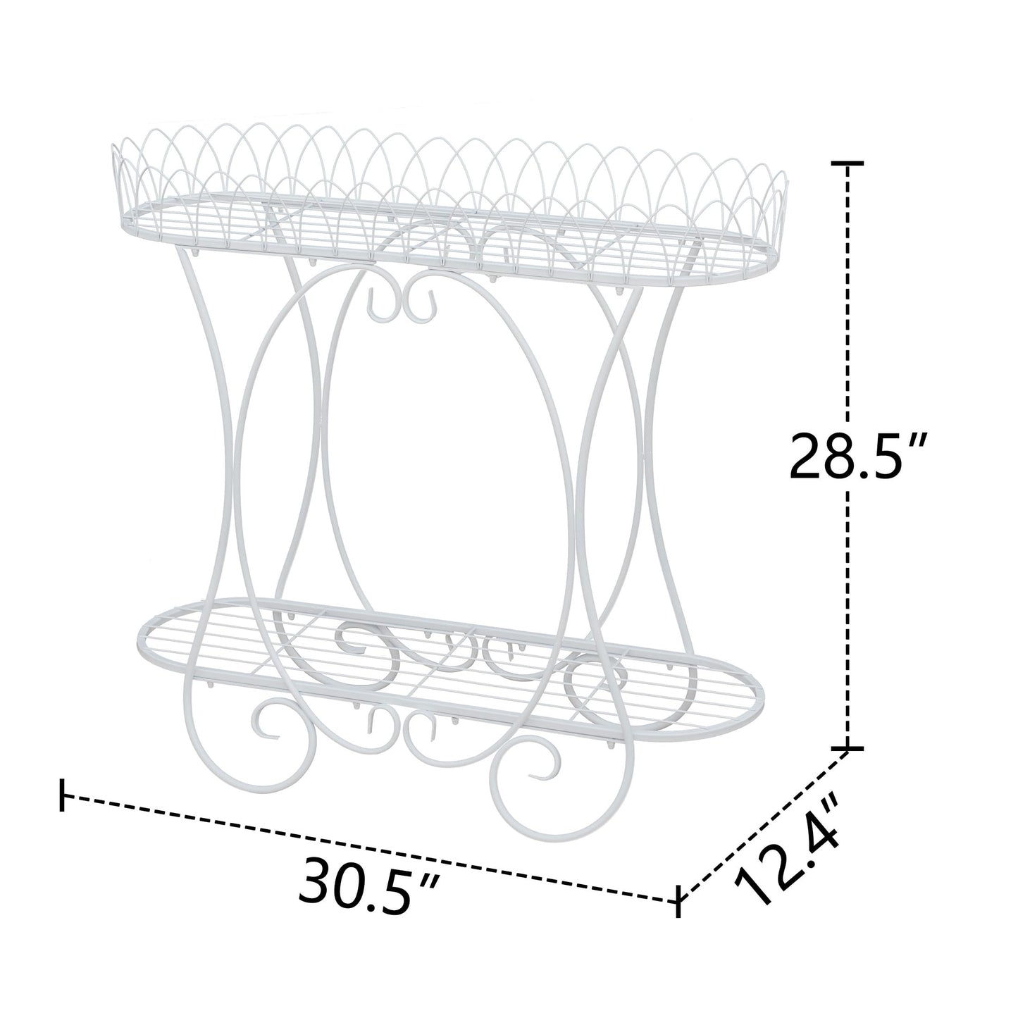 White Oval Plant Stand with Lattice Base, French Entryway Decor for Plants, Elegant Floor Flower Pot Holder Garden Decoration