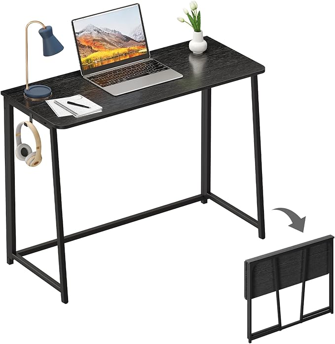 WOHOMO Folding Desk, 39.4" Narrow Writing Foldable Desk, Space-Saving Laptop