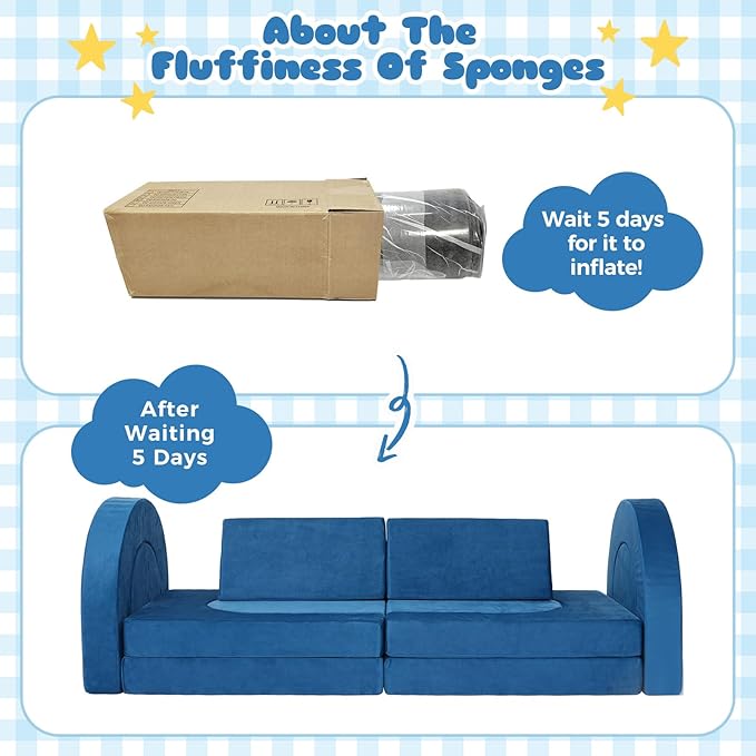 12 Pcs Modular Kids Play Couch, Toddler Couches That Fold Out, Plush Foam Chair