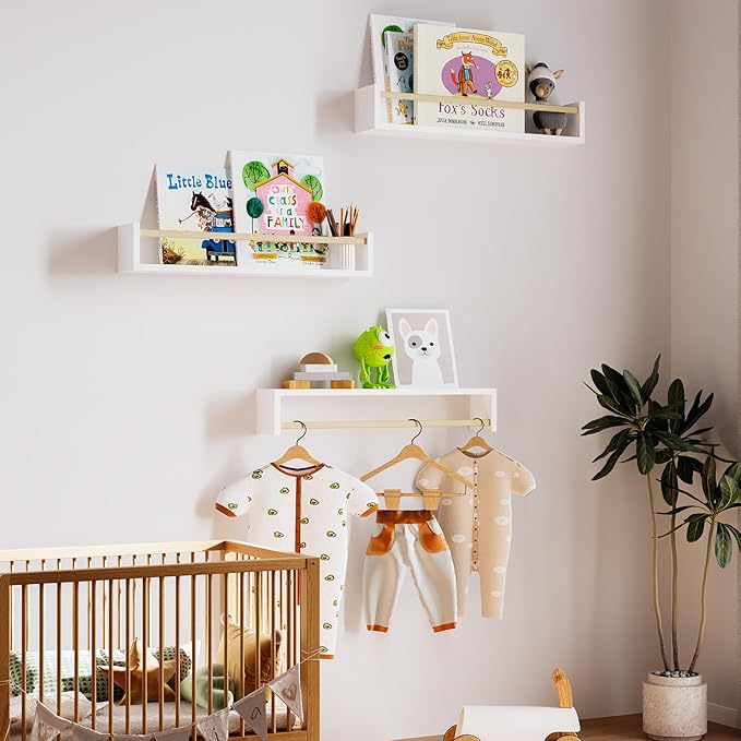 Fixwal Nursery Bookshelves, 16.5 Inch Floating Shelves