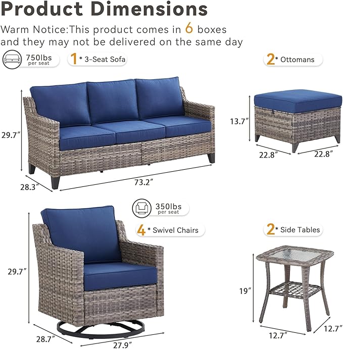 Wicker Patio Furniture Set-9 Pieces All-Weather Wicker Outdoor Furniture