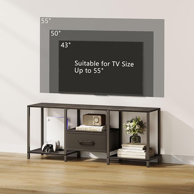 JARHETUN TV Stand with Fabric Drawer