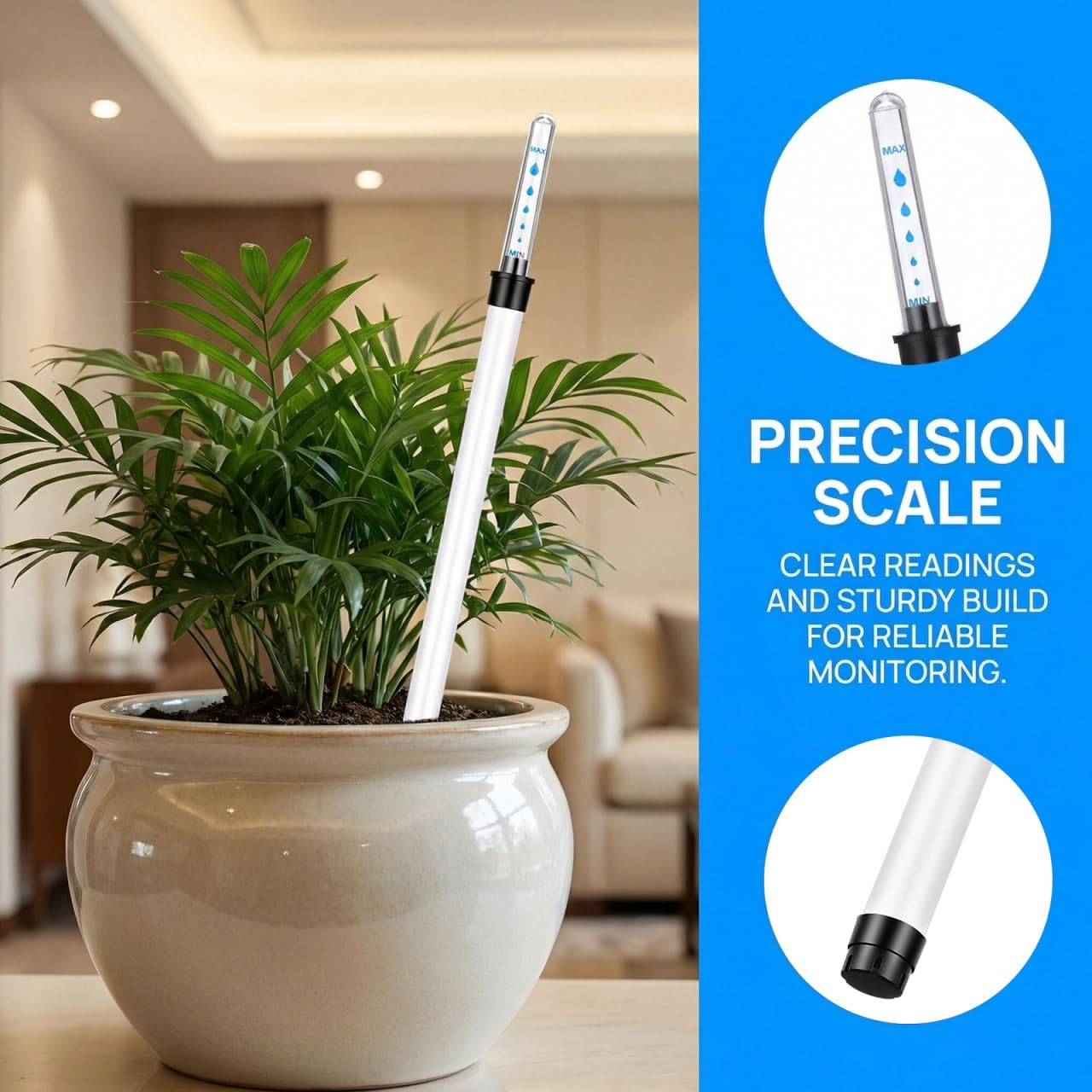 BESPORTBLE 2Pcs Water Level Indicator for Plants, 14-Inch Plant Water Meter Gauge, Visual Watering Reminder Sticks for Indoor Outdoor Potted Plants, Flower Pots and Self Watering Planters
