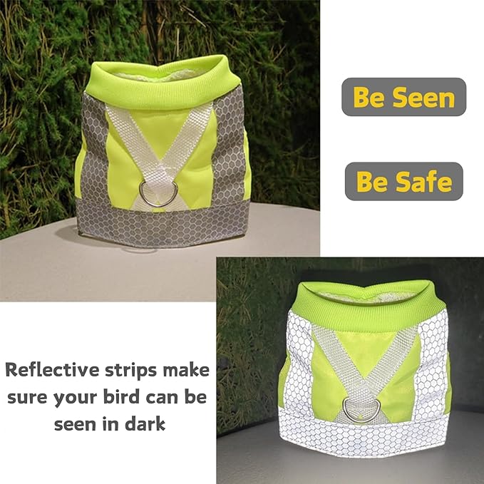 Bird Harness and Leash - Adjustable Parrot Training Flight Harness Vest with Reflective Strip Nylon Training Rope for Medium Large Bird Parrot Cockatiel Monk Parakeet Sun Conure (S)
