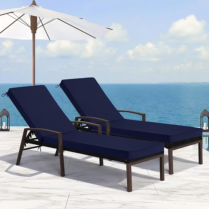 Basic Beyond Chaise Lounge Cushions Outdoor, 3-Layer Waterproof Outdoor