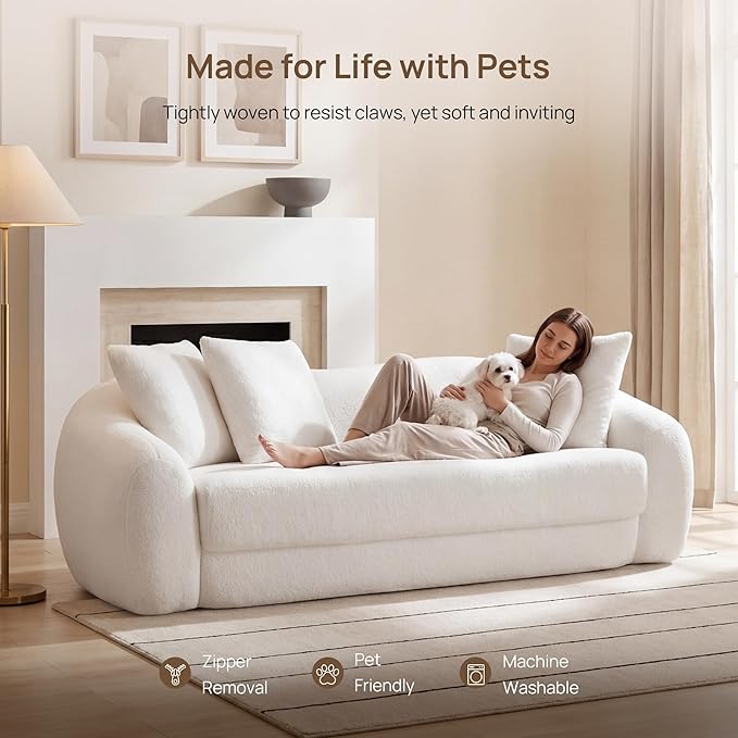 SICOTAS 90.6" Curved Convertible Sofa Couch Bed