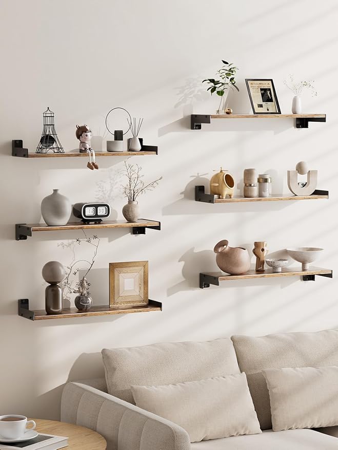 Floating Shelves for Wall, Shelves for Decor Storage Set of 6, Wall Mounted