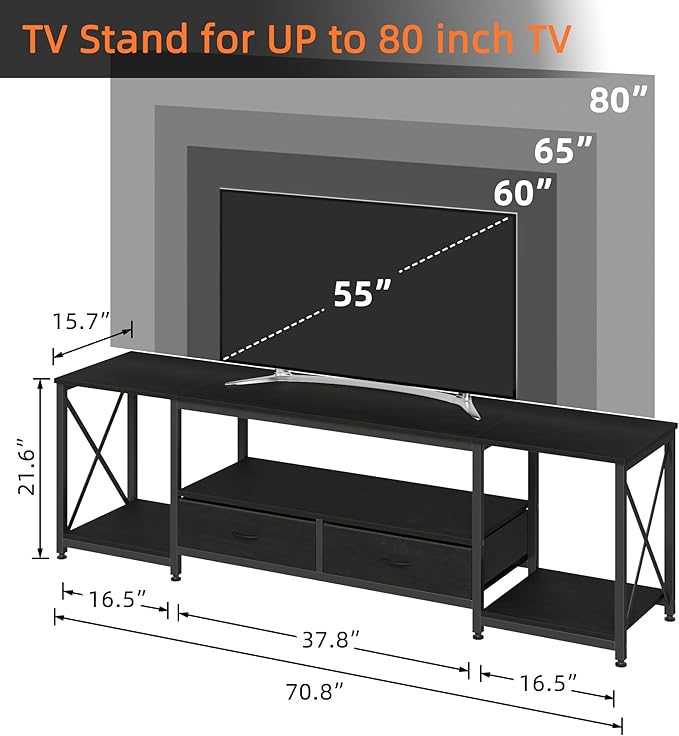 GYIIYUO TV Stand with Fabric Drawers