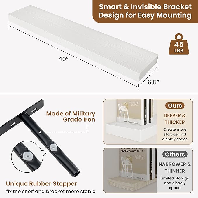 fuqing Floating Shelves for Wall, Wall Mounted Wood Floating Shelf
