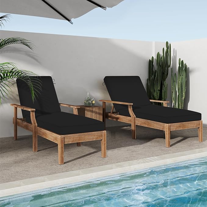 Chaise Lounge Cushions Outdoor, 4 Adjustable Ties Lounge Chair Cushions