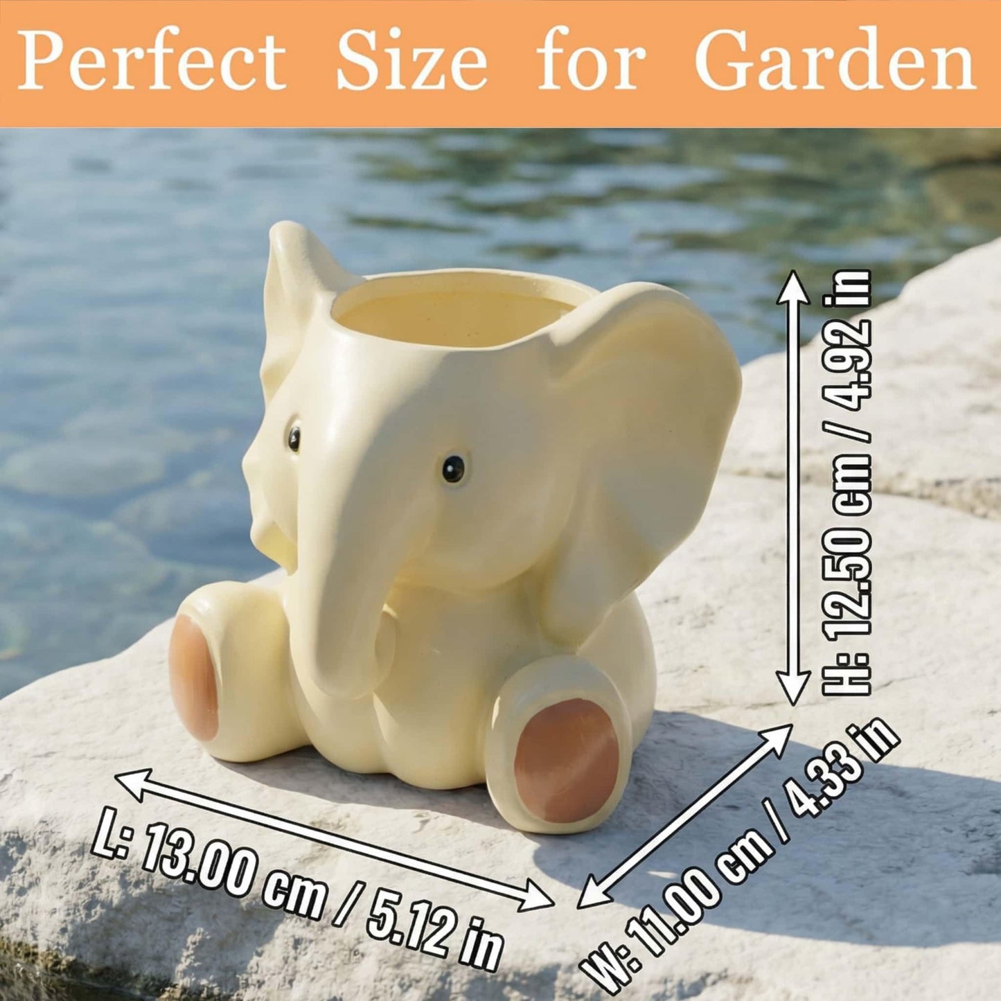 Euiroet Small Plant Container | Unique Resin Flower Pot Sculpture | Succulent Flower Pot | White Elephant Gifts for Women | Perfect Plant & Elephant Gifts | Indoor & Outdoor Use (White)