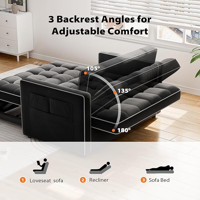 Pipishell 3 in 1 Convertible Sleeper Sofa Bed, Pull Out Couch