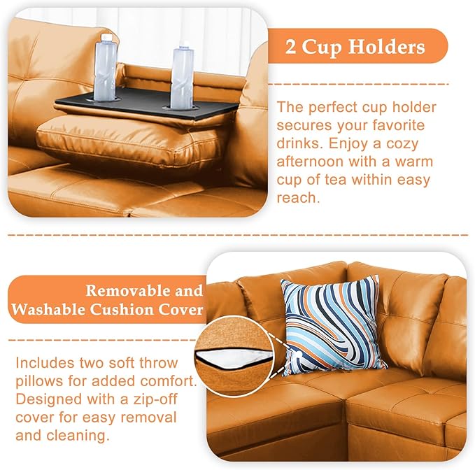 Wakefit Sectional Sofa Couch, Modern 4-Seaters Living Room Furniture Sets