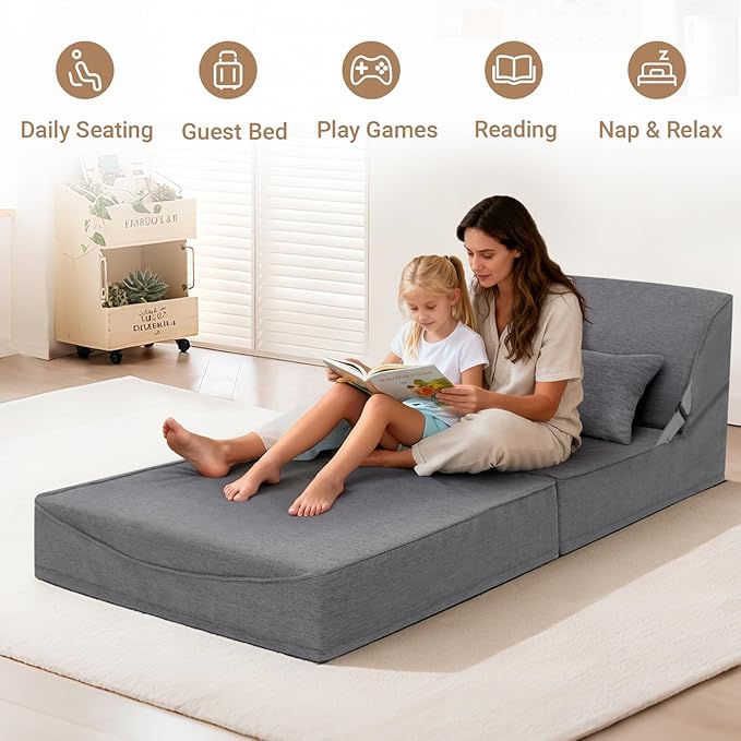 BeBen Folding Sofa Bed Chair, Convertible Sleeper Chair Futon Couch, Foldable