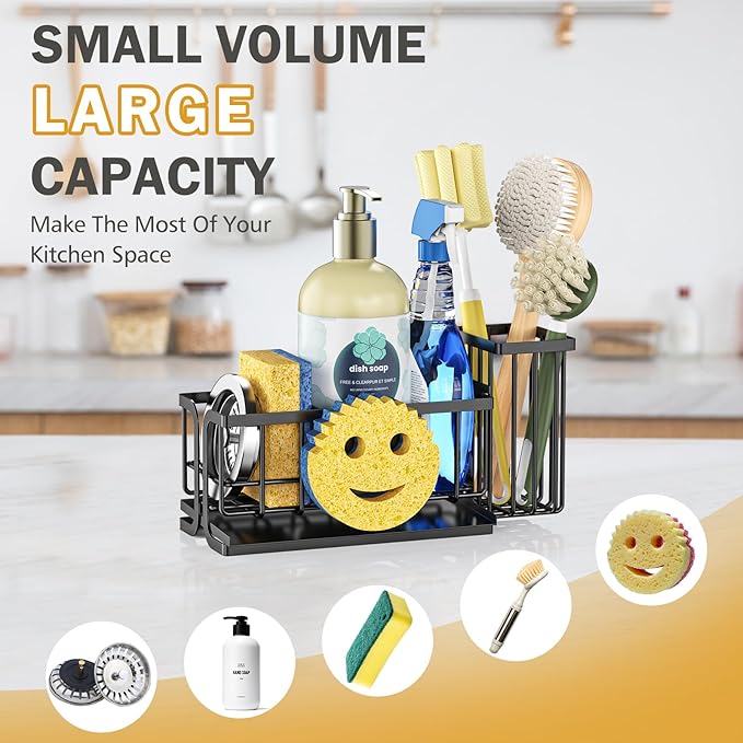 Epicano Sink Caddy Sponge Holder, Smiley Face Sponge Rack