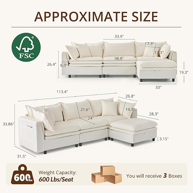 113.4'' Modular Sectional Sofa