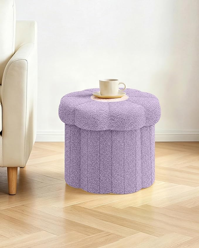 B FSOBEIIALEO Storage Ottoman Foldable, Sunflower Shaped Small Footrest