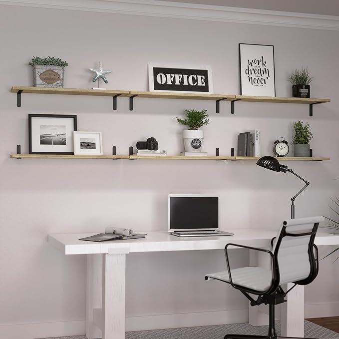 WOPITUES Wood Floating Shelves Set of 6, 24 inch Long Floating Shelves