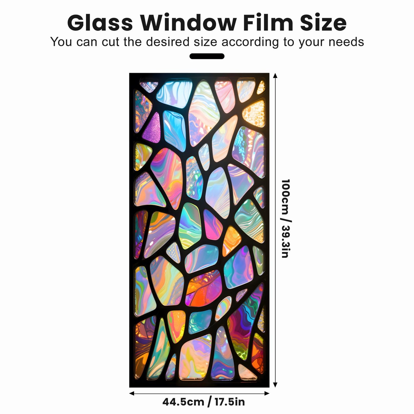 AOHMPT Stained Glass Window Privacy Film: Non-Adhesive Sun and Landscape Mosaic Design, Removable Stickers Window Covering for Home Decor (Z1584)