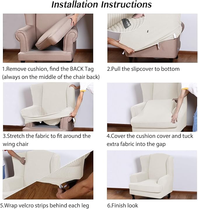 Turquoize Wingback Chair Covers 2 Piece Wing Chair Slipcover Stretch Slipcovers