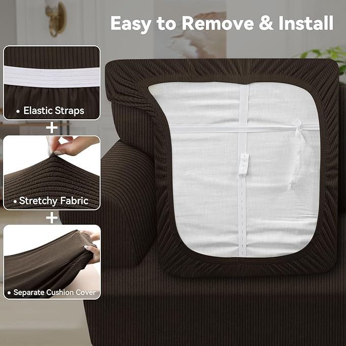 Waterproof Couch Cover 4-Piece Set Striped Sofa Slipcovers
