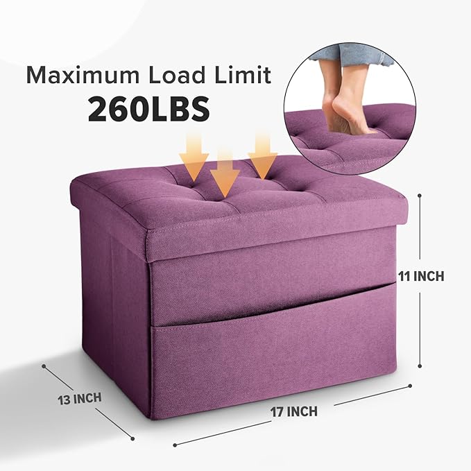 LINMAGCO Storage Ottoman Folding Foot Stool Foot Rest