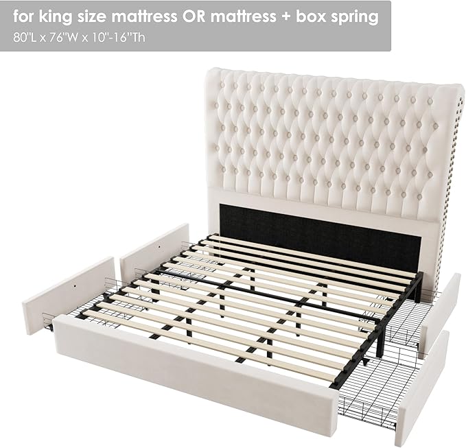 King Size Bed Frame 54" Tall Headboard