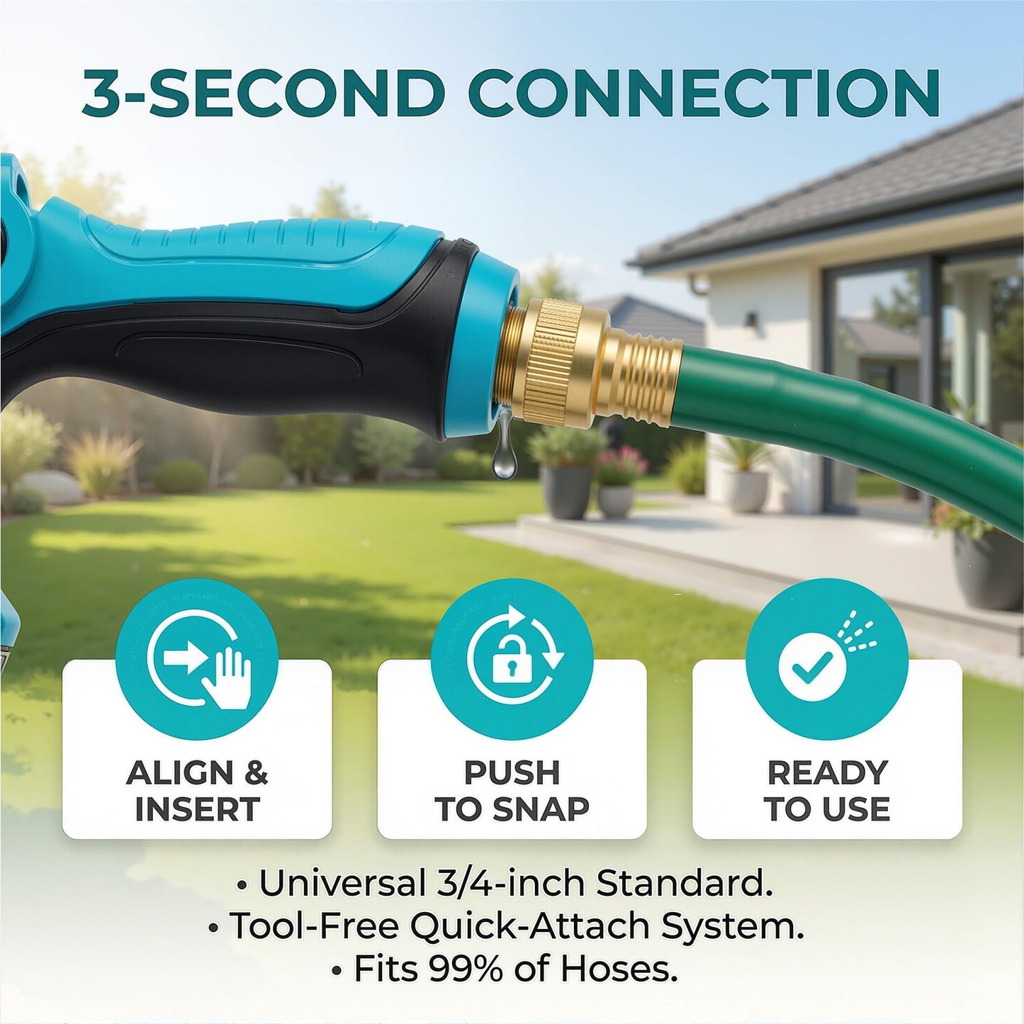FXFOUCS Garden Hose Nozzle Sprayer-This High Heavy-Duty Spray Nozzle Offer 10 Watering Patterns for Watering Plants,Lawns &Gardens,Washing Cars,Household Cleaning and Showering Pets (Blue-dark)