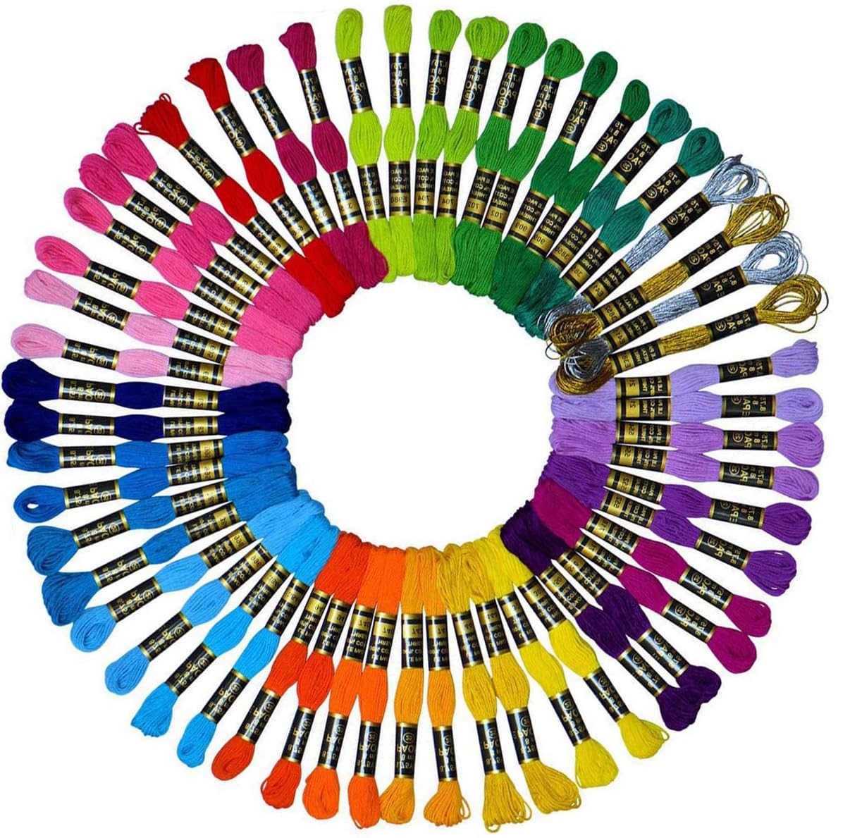 Embroidery Floss 54 skeins Crossstitch Thread - Bracelets String - 50Pcs Embroidery Thread and Free Set of 4pcs Metallic Thread