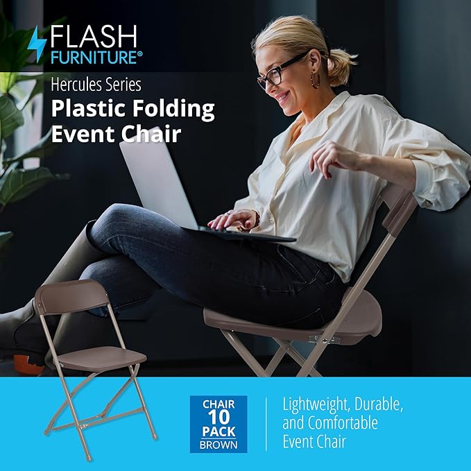 Flash Furniture Hercules Series Plastic Folding Chair Brown