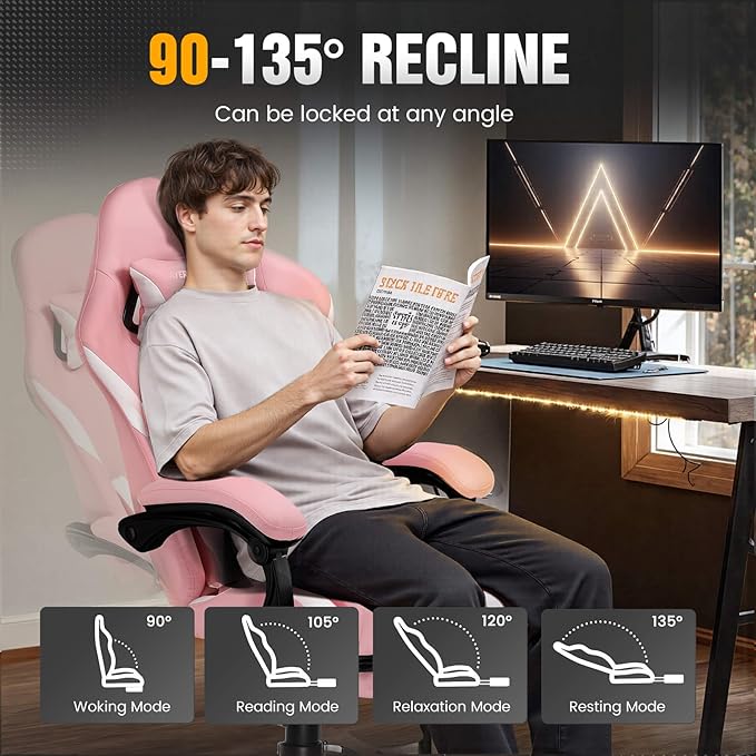 GTPLAYER Gaming Chair with Pocket Spring Cushion, Leather Office Chair with