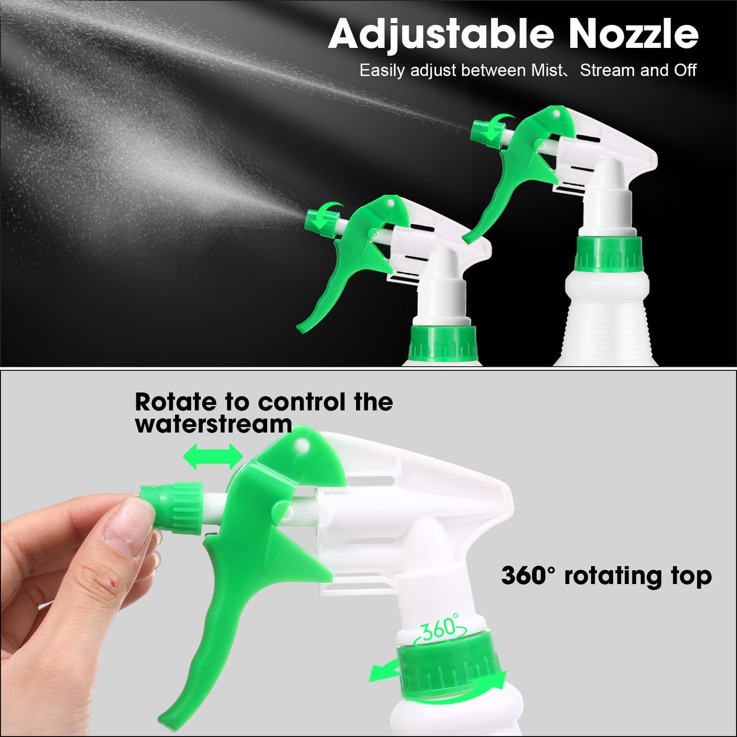 Eccliy 12 Pcs 16 Oz Plastic Spray Bottle, Adjustable Empty Reusable Sprayer for Cleaning, Planting, Water, Bathroom and Kitchen, BBQ, Commercial and Residential (Original,Green,Yellow)