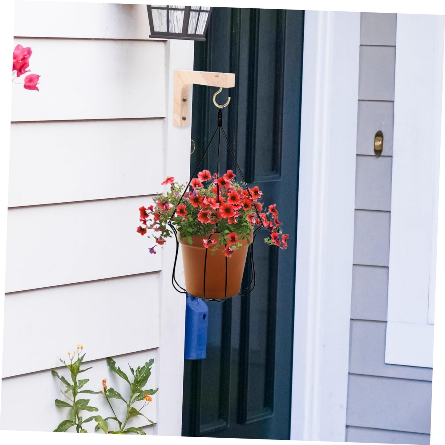 Mikikit Wooden Plant Hangers Indoor and Outdoor, 2pcs Heavy-Duty Wall Mounted Plant Hooks, Natural Wood Hanging Brackets for Flower Pots and Garden Storage