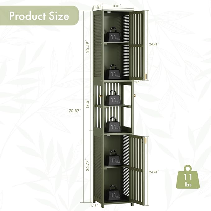 Amazer Tall Bathroom Storage Cabinet 70'', Freestanding Cabinet Storage