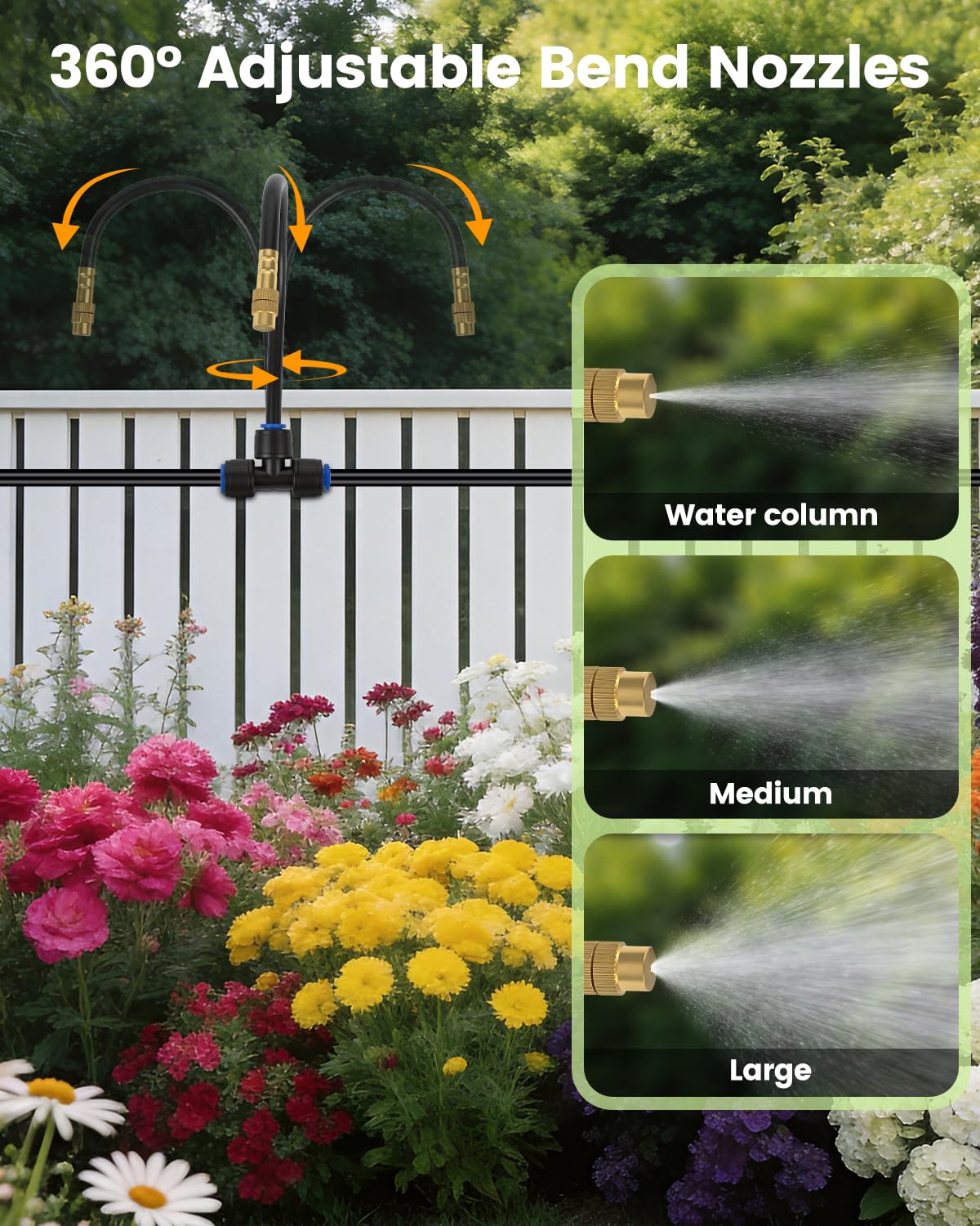 Landtouch 120FT Drip Irrigation System for Garden with 18 Nozzles –360° Adjustable Misting Nozzles, Quick-Connect Design, Ideal for Raised Beds, Lawns, Greenhouses & Outdoor Cooling