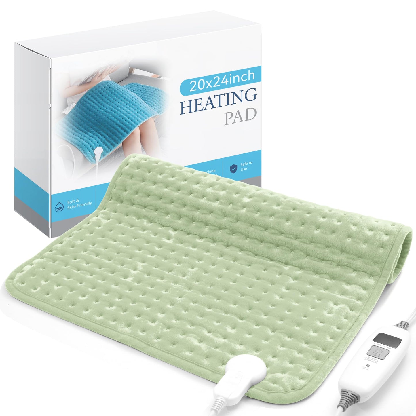 Electric Heating Pad for Back Pain Relief & Cramps - 6 Heat Settings,Auto Shut Off,Moist Heat Options,Portable Heated Pads for Neck/Shoulder Machine Washable Gift for Men Women,Grey,12"x24"