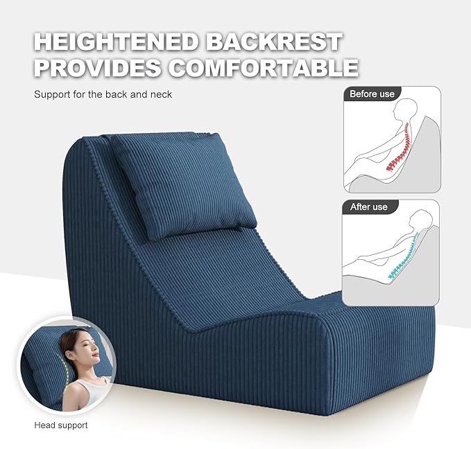 Giant Bean Bag Chair for Adults, Corduroy Chaise Lounge