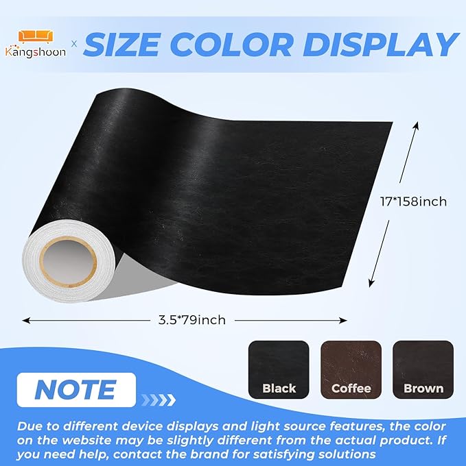 Kangshoon Leather Repair Patches, 3.5X79 Inch Self-Adhesive Leather Repair Tape