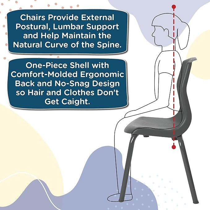 Children’s Factory MyPosture Plus 10" Chair, 2 Pack, Stackable Ergonomic